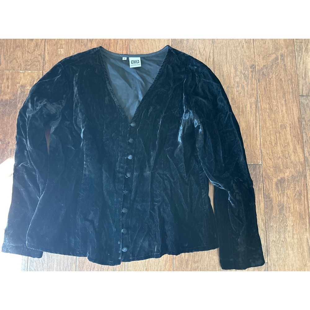 Vintage Johnny Was Collection Black Crushed Velvet festival boho Whimsigoth emo